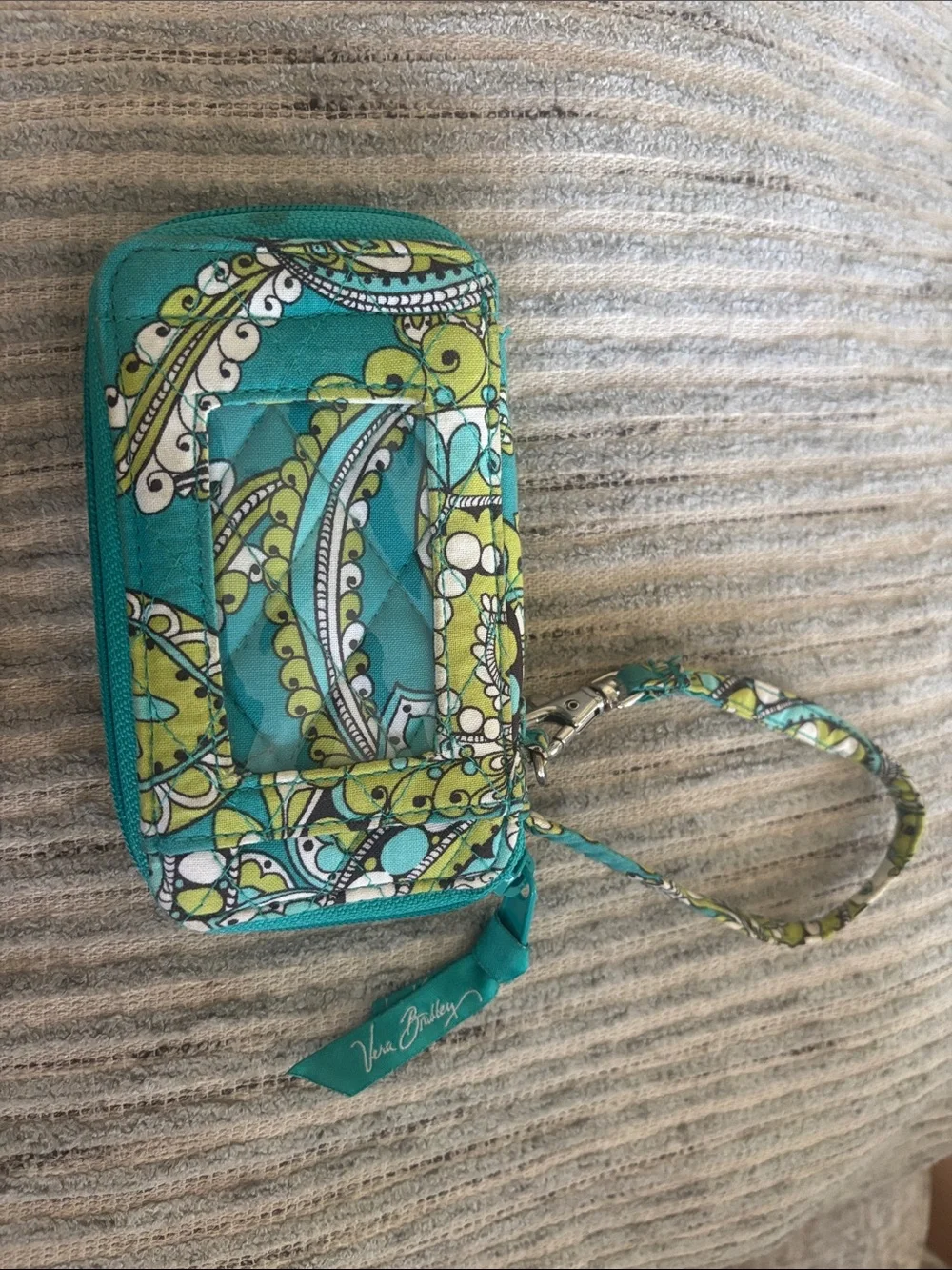 Vera Bradley Turquoise Paisley Wristlet Phone Pouch
